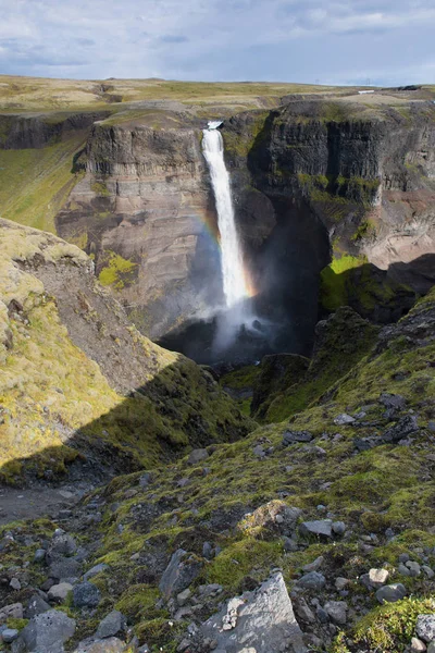 Bela Vista Cachoeira Haifoss Islândia — Fotografia de Stock