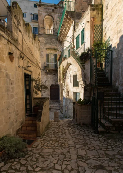 Matera Basilicata Italy Picturesque Ancient Alley Old Town Called Sassi — Stock Photo, Image