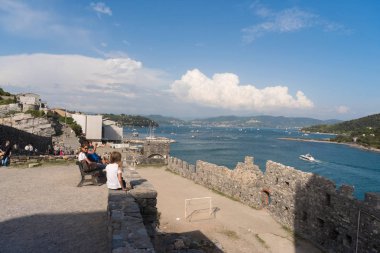 La Spezia. Liguria. İtalya. 09-05-2018: görünümü harika Porto Venere Köyü