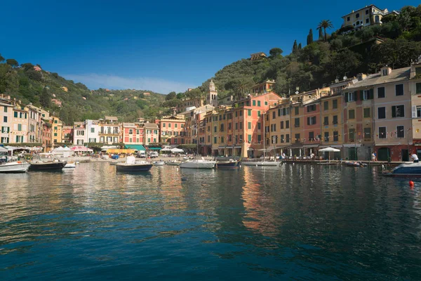 Bella Baia Con Case Colorate Portofino Liguria Italia — Foto Stock