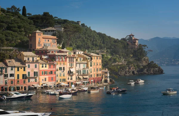 Bella Baia Con Case Colorate Portofino Liguria Italia — Foto Stock
