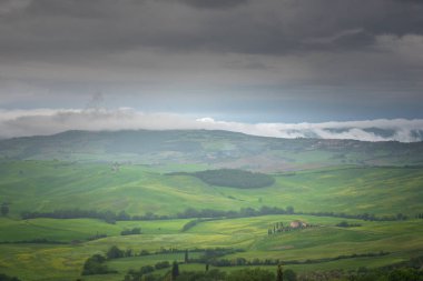 Güzel sisli manzara Toskana, İtalya