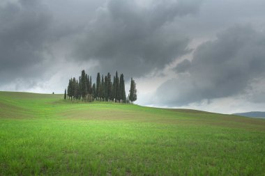 Güzel yağmurlu manzara Toskana, İtalya