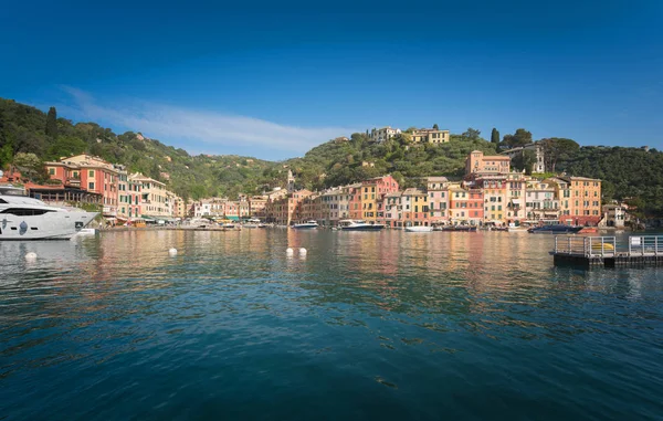 Portofino Panorama Hito Lujo Pueblo Yate Pequeño Puerto Bahía Liguria — Foto de Stock