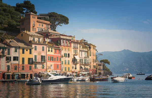 Portofino Lusso Punto Riferimento Panorama Villaggio Yacht Nel Porticciolo Liguria — Foto Stock