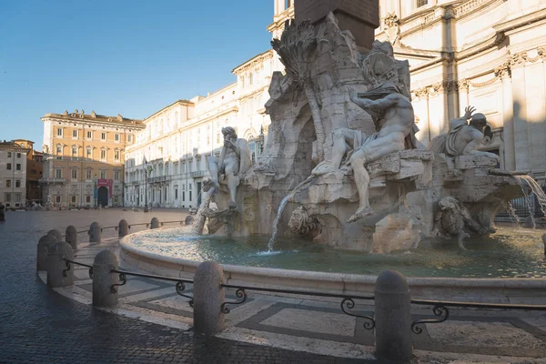 Fonte Quatro Rios Piazza Navona Roma Itália Europa Estádio Antigo — Fotografia de Stock