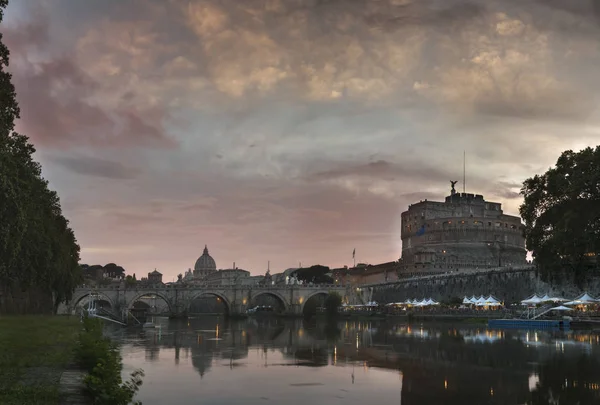 Vatican City Rome Italy Beautiful Vibrant Night Image Panorama Peter — стоковое фото