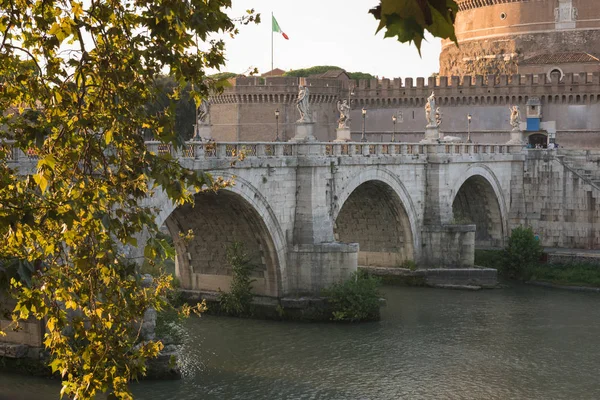 Ponte Saint Angelo Sobre Rio Tibre Roma Itália — Fotografia de Stock