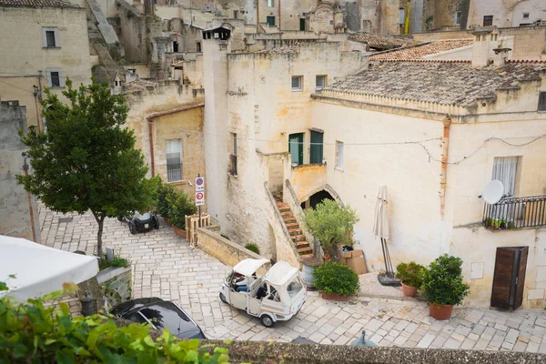 Sassi Matera Starobylé Město Matera Krajiny Přes Den Podrobnosti Sassi — Stock fotografie