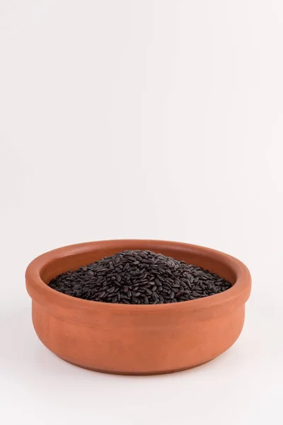 Bowl Black Wild Rice Isolated White Background — Stock Photo, Image