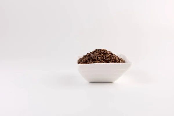 Flax Seeds Bowl Isolated White Background — Stock Photo, Image