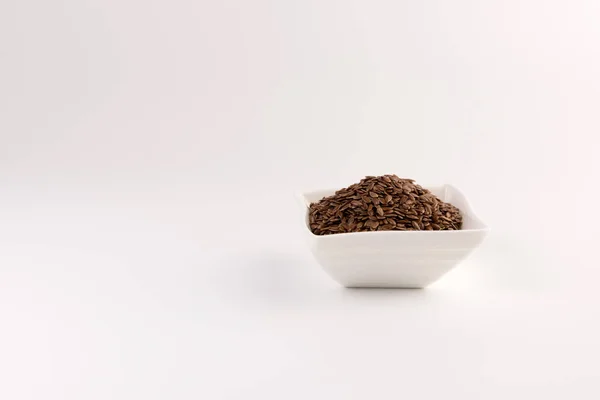 Flax Seeds Bowl Isolated White Background — Stock Photo, Image