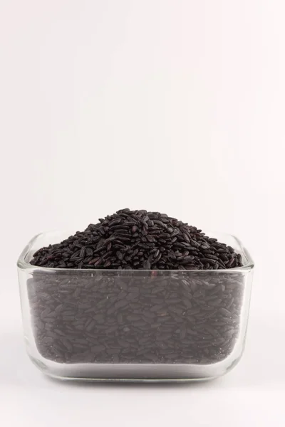 Tigela Arroz Selvagem Preto Isolado Fundo Branco — Fotografia de Stock