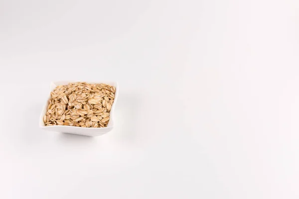 Dry Rolled Oatmeal Bowl Isolated White Background — Stock Photo, Image