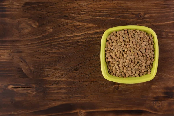 Yellow Lentil Bowl Wooden Background — Stock Photo, Image