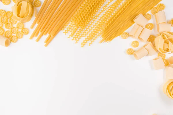 Une Photo Aérienne Différents Types Pâtes Compris Les Spaghettis Penne — Photo