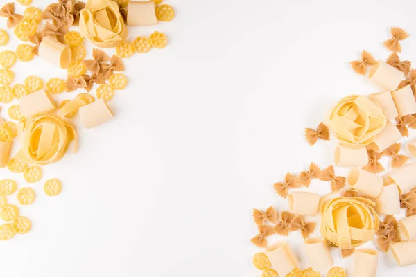 Een Van Foto Voor Verschillende Soorten Pasta Spaghetti Penne Fusilli — Stockfoto