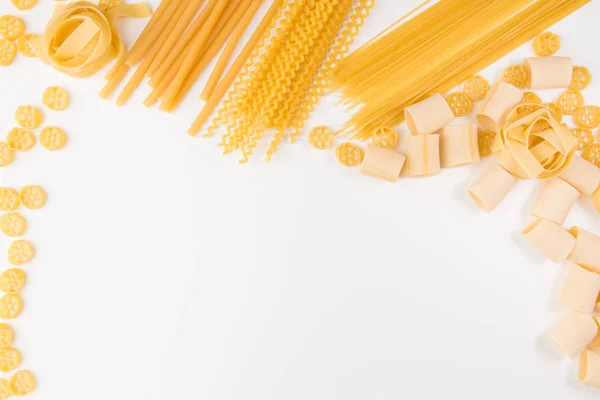 Une Photo Aérienne Différents Types Pâtes Compris Les Spaghettis Penne — Photo