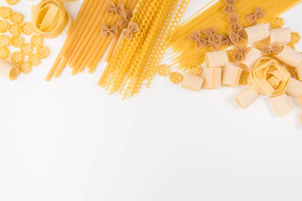 Une Photo Aérienne Différents Types Pâtes Compris Les Spaghettis Penne — Photo