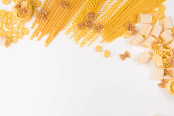 Une Photo Aérienne Différents Types Pâtes Compris Les Spaghettis Penne — Photo