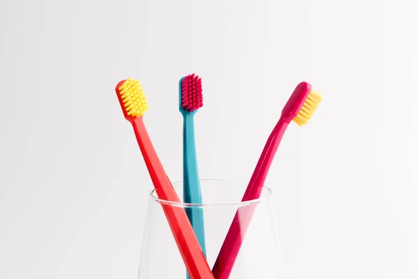 Cup Toothbrushes Isolated White Background Dental Care — Stock Photo, Image