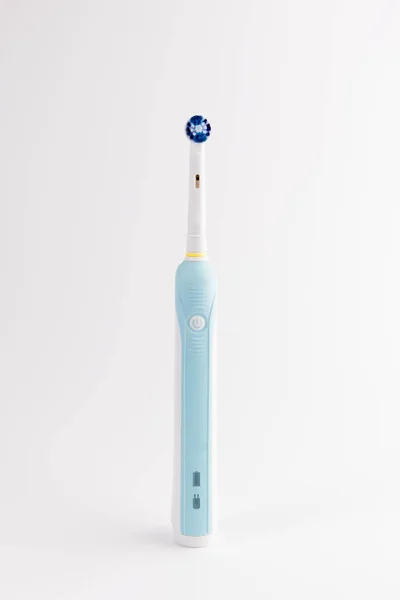 Modern Electric Toothbrush Stands Isolated White — Stock Photo, Image