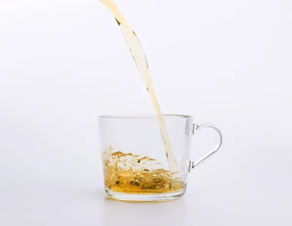 Herbal Tea Pouring Cup Isolated White Background — Stock Photo, Image