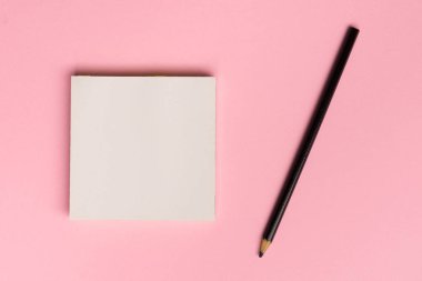 «Ana sayfa» görünümü boş Not Defteri sayfası ve kalem renkli yüzeyi düz yatıyordu resimle