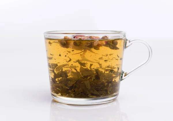 Xícara Chá Verde Isolado Fundo Branco — Fotografia de Stock