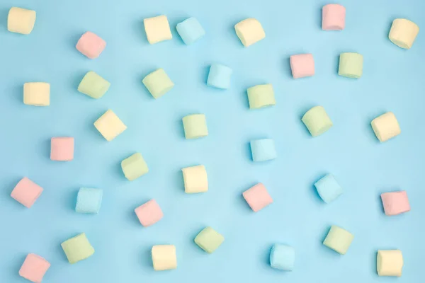 Marshmallow Blauwe Kleur Achtergrond Gezellige Zoete Achtergrond — Stockfoto