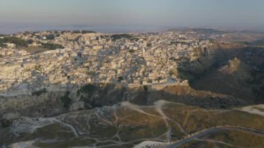 Matera, İtalya'nın havadan görünümü