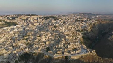 Matera, İtalya'nın havadan görünümü
