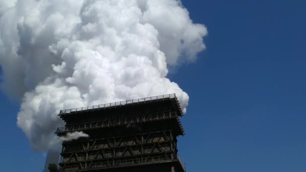 Pila Humo Chimenea Industrial Problema Contaminación Del Aire — Vídeos de Stock