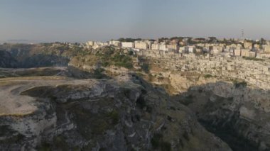 Matera, İtalya'nın havadan görünümü