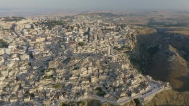 Matera, İtalya'nın havadan görünümü