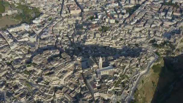 意大利马泰拉的空中景观 — 图库视频影像