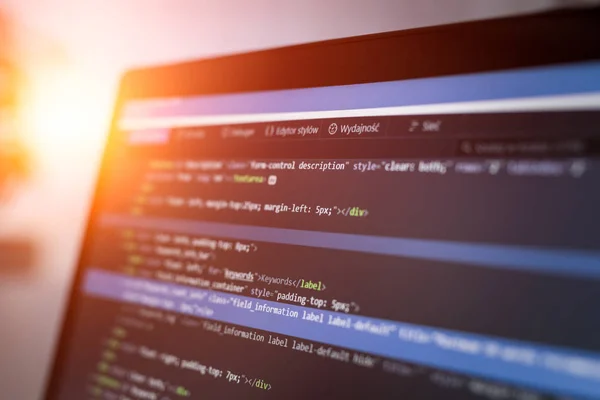Fejlesztése Programozási Kódot Számítógép Képernyőjén — Stock Fotó