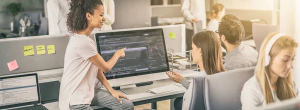 Desarrollo Tecnologías Programación Codificación Diseño Web Programador Trabajando Software Desarrollar — Foto de Stock