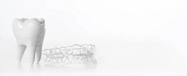 Inivisalign Braces Tooth Model Whiite Background — Stock Photo, Image