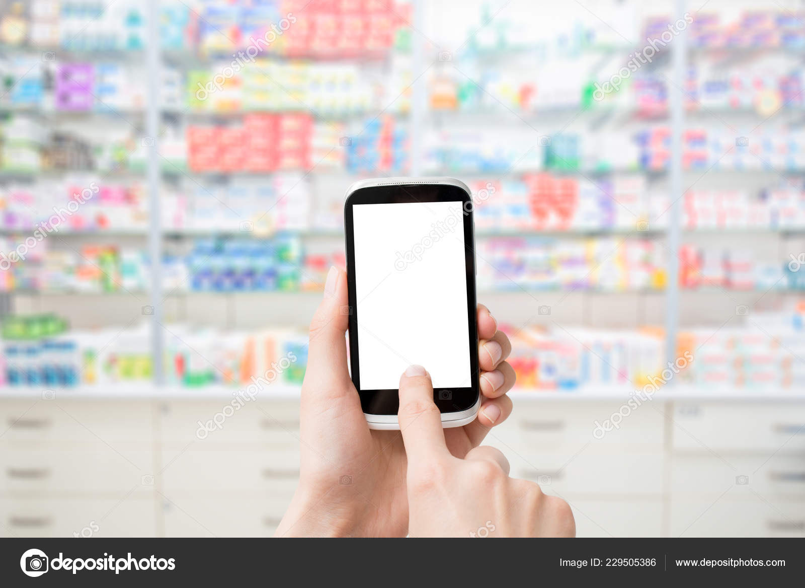 Screen Phone Pharmacy Smart Hand Blank Mobile Background White