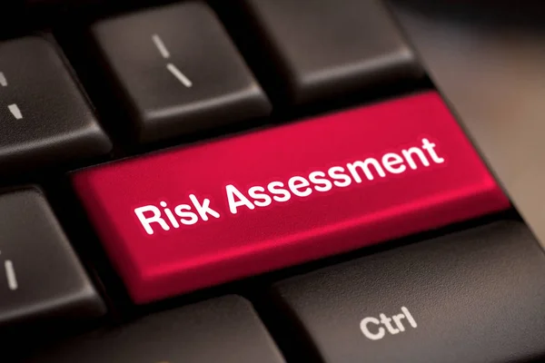 Оцінка Ризику Проект Ринок Клавіатура Кнопка Обережність Питання Критичного Вирішення — стокове фото