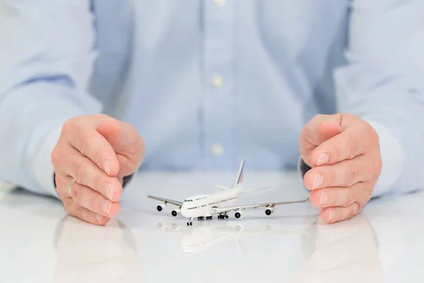 Assicurazione Viaggio Aereo Aereo Protezione Aereo Sicuro Proteggere Concetto Immagine — Foto Stock