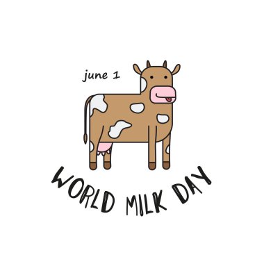 Dünya süt günü vektör tasarım inek ile