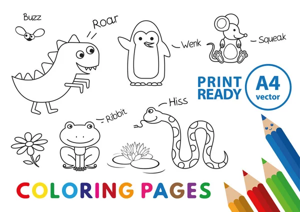 Animales divertidos para colorear libro — Vector de stock