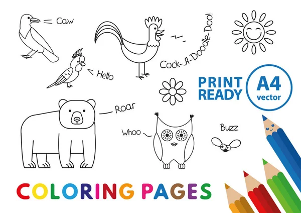 Αστεία ζώα χρωματισμός βιβλίο — Διανυσματικό Αρχείο