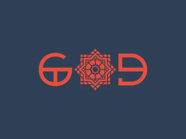 Poster religioso asiatico con Dio Titolo Design — Vettoriale Stock