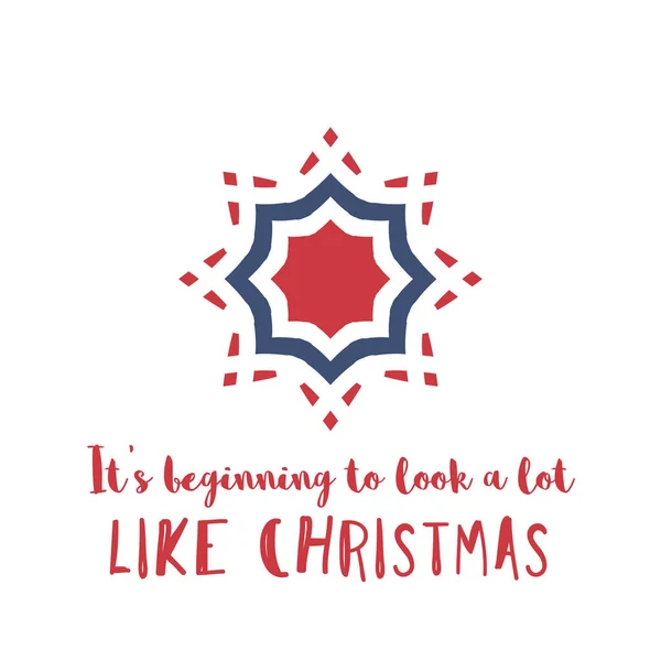 Kartkę z życzeniami Christmas ornament geometryczny i tekst — Wektor stockowy