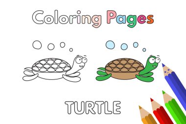 Çizgi film Kaplumbağa boyama kitabı