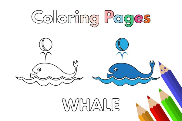 Мультфильм раскраска китов — стоковый вектор