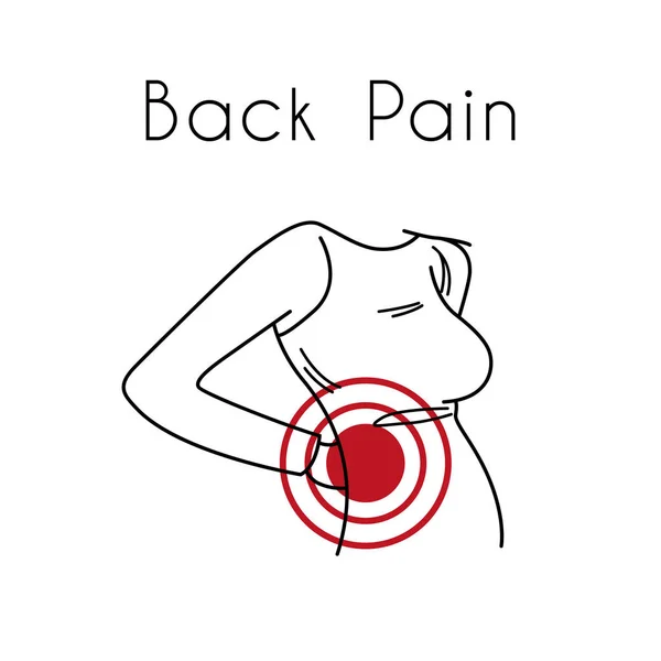 Back Pain Vector Illustration with Woman — Stock Vector